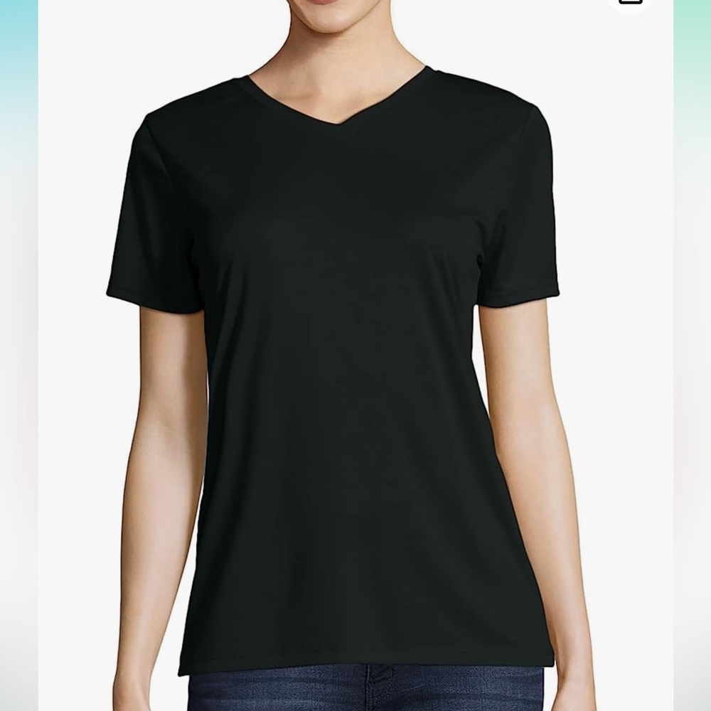 Hanes Women's Cooldri Short Sleeve Performance V-Neck T-Shirt New With Tags